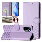 For Redmi Note 10 4G / 10S 4G / 11 SE India Honeycomb Embossing RFID Leather Phone Case(Light Purple) - 1