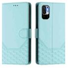 For Redmi Note 10 5G / Note 10T 5G Honeycomb Embossing RFID Leather Phone Case(Mint Green) - 2