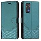 For Redmi Note 11 4G / 11S 4G / 12S Global Honeycomb Embossing RFID Leather Phone Case(Peacock Green) - 2