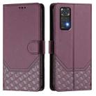 For Redmi Note 11 4G / 11S 4G / 12S Global Honeycomb Embossing RFID Leather Phone Case(Violet) - 2