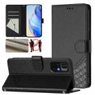 For Redmi Note 11S 5G Honeycomb Embossing RFID Leather Phone Case(Black) - 1