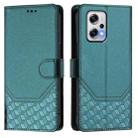 For Redmi K50i / Note 11T Pro+ 5G Honeycomb Embossing RFID Leather Phone Case(Peacock Green) - 2