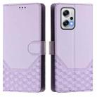 For Redmi K50i / Note 11T Pro+ 5G Honeycomb Embossing RFID Leather Phone Case(Light Purple) - 2