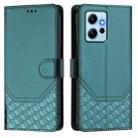 For Redmi Note 12 4G Global Honeycomb Embossing RFID Leather Phone Case(Peacock Green) - 2