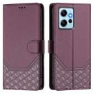 For Redmi Note 12 4G Global Honeycomb Embossing RFID Leather Phone Case(Violet) - 2