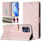 For Redmi Note 12 5G Global Honeycomb Embossing RFID Leather Phone Case(Pink) - 1