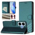 For Redmi Note 13 4G Global Honeycomb Embossing RFID Leather Phone Case(Peacock Green) - 1