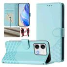 For Redmi Note 13 5G Global Honeycomb Embossing RFID Leather Phone Case(Mint Green) - 1