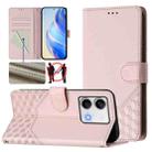 For Redmi Note 13 5G Global Honeycomb Embossing RFID Leather Phone Case(Pink) - 1