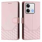 For Redmi Note 13 5G Global Honeycomb Embossing RFID Leather Phone Case(Pink) - 2