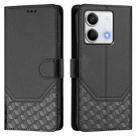 For Redmi Note 13 5G Global Honeycomb Embossing RFID Leather Phone Case(Black) - 2