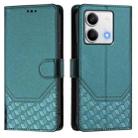 For Redmi Note 13 5G Global Honeycomb Embossing RFID Leather Phone Case(Peacock Green) - 2