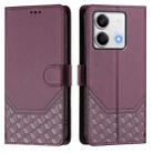 For Redmi Note 13 5G Global Honeycomb Embossing RFID Leather Phone Case(Violet) - 2