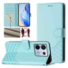 For Redmi Note 13 Pro 5G Global Honeycomb Embossing RFID Leather Phone Case(Mint Green) - 1