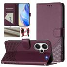 For Redmi Note 13 Pro+ 5G Global Honeycomb Embossing RFID Leather Phone Case(Violet) - 1