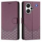 For Redmi Note 13 Pro+ 5G Global Honeycomb Embossing RFID Leather Phone Case(Violet) - 2