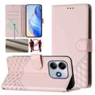 For Redmi Note 14 5G Honeycomb Embossing RFID Leather Phone Case(Pink) - 1
