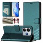 For Redmi Note 14 5G Honeycomb Embossing RFID Leather Phone Case(Peacock Green) - 1