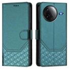 For Redmi K80 5G / K80 Pro 5G Honeycomb Embossing RFID Leather Phone Case(Peacock Green) - 2