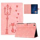 For Samsung Galaxy Tab A7 10.4 2020 Embossed Couple Cat Smart Tablet Leather Case(Pink) - 1