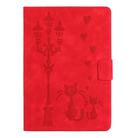 For Samsung Galaxy Tab A9 Embossed Couple Cat Smart Tablet Leather Case(Red) - 3