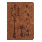 For Samsung Galaxy Tab A9 Embossed Couple Cat Smart Tablet Leather Case(Brown) - 3