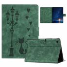 For Samsung Galaxy Tab A9+ Embossed Couple Cat Smart Tablet Leather Case(Green) - 1