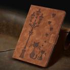 For Samsung Galaxy Tab A9+ Embossed Couple Cat Smart Tablet Leather Case(Brown) - 2