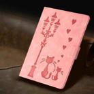 For Samsung Galaxy Tab A9+ Embossed Couple Cat Smart Tablet Leather Case(Pink) - 2
