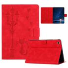 For Samsung Galaxy Tab S6 Lite Embossed Couple Cat Smart Tablet Leather Case(Red) - 1