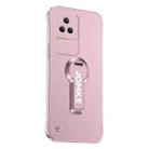 For Redmi K50 Baking Varnish 360 Rotate Holder No Frame PC Phone Case(Pink) - 1