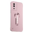 For Redmi K60 Pro Baking Varnish 360 Rotate Holder No Frame PC Phone Case(Pink) - 1