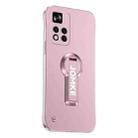 For Redmi Note 11 Pro Baking Varnish 360 Rotate Holder No Frame PC Phone Case(Pink) - 1