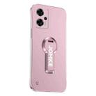 For Redmi Note 12T Pro Baking Varnish 360 Rotate Holder No Frame PC Phone Case(Pink) - 1