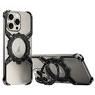 For iPhone 16 Pro Mechanical Gear MagSafe Holder Borderless Metal Phone Case(Black) - 1