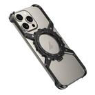 For iPhone 16 Pro Mechanical Gear MagSafe Holder Borderless Metal Phone Case(Black) - 2