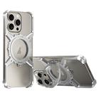 For iPhone 16 Pro Mechanical Gear MagSafe Holder Borderless Metal Phone Case(Silver) - 1