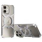 For iPhone 16 Mechanical Gear MagSafe Holder Borderless Metal Phone Case(Silver) - 1