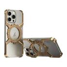 For iPhone 15 / 14 / 13 Pro Max Mechanical Gear MagSafe Holder Borderless Metal Phone Case(Gold) - 1