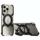 For iPhone 16 Plus / 15 Pro Max Mechanical Gear MagSafe Holder Borderless Metal Phone Case(Black) - 1