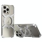 For iPhone 16 Plus / 15 Pro Max Mechanical Gear MagSafe Holder Borderless Metal Phone Case(Silver) - 1