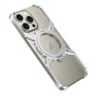 For iPhone 16 Plus / 15 Pro Max Mechanical Gear MagSafe Holder Borderless Metal Phone Case(Silver) - 2