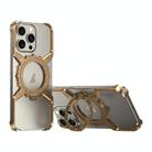 For iPhone 16 Plus / 15 Pro Max Mechanical Gear MagSafe Holder Borderless Metal Phone Case(Gold) - 1