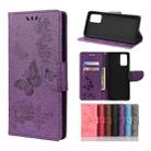For Samsung Galaxy Note20 Butterflies Embossing Horizontal Flip Leather Case with Holder & Card Slots & Wallet(Purple) - 1