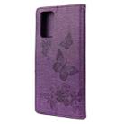 For Samsung Galaxy Note20 Butterflies Embossing Horizontal Flip Leather Case with Holder & Card Slots & Wallet(Purple) - 3