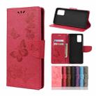 For Samsung Galaxy Note20 Butterflies Embossing Horizontal Flip Leather Case with Holder & Card Slots & Wallet(Red) - 1