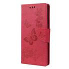 For Samsung Galaxy Note20 Butterflies Embossing Horizontal Flip Leather Case with Holder & Card Slots & Wallet(Red) - 1