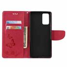 For Samsung Galaxy Note20 Butterflies Embossing Horizontal Flip Leather Case with Holder & Card Slots & Wallet(Red) - 3