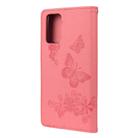 For Samsung Galaxy Note20 Ultra Butterflies Embossing Horizontal Flip Leather Case with Holder & Card Slots & Wallet(Pink) - 3