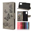 For Samsung Galaxy Note20 Ultra Butterflies Embossing Horizontal Flip Leather Case with Holder & Card Slots & Wallet(Grey) - 1